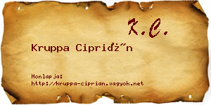Kruppa Ciprián névjegykártya